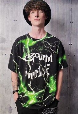Light strike t-shirt neon thunderstorm tee in green black