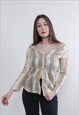 y2k off shoulder blouse, hot striped top MEDIUM size 