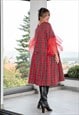 CHRISTMAS PLAID RED MAXI DRESS, HOLIDAY DRESS, TARTAN DRESS,