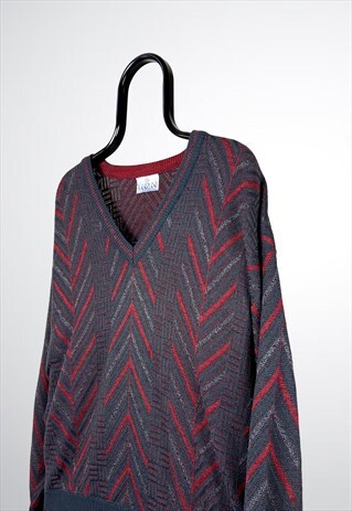 VINTAGE KNIT JUMPER PATTERNED MADE IN UK LARGE