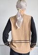 VINTAGE 90S CARDIGAN WITH BUTTONS TAN BROWN & BLACK