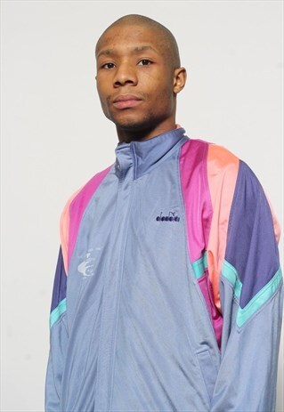 VINTAGE DIADORA LOGO TRACK TOP JACKET PURPLE