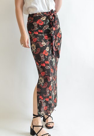 VINTAGE 70S SPARKLING MAXI PARTY SKIRT IN BODY CON STYLE