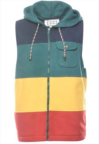 VINTAGE BEYOND RETRO COLOUR BLOCK SLEEVELESS FLEECE - M