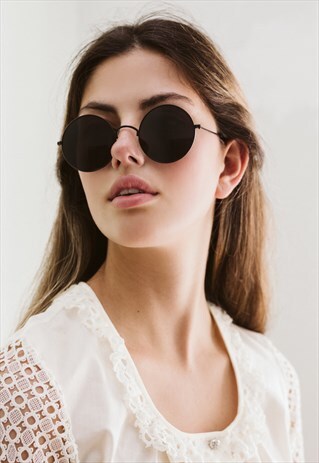 BLACK ROUND SUNGLASSES