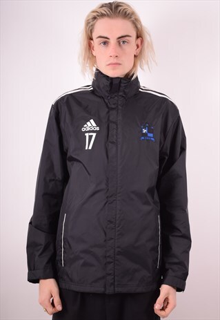 ADIDAS MENS VINTAGE RAIN JACKET SMALL BLACK 90S