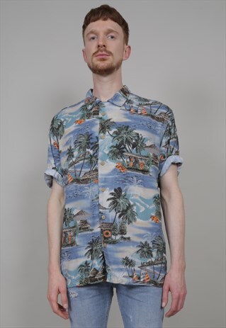 VINTAGE 90'S SHORT-SLEEVED HAWAIIAN BEACH PRINT SHIRT