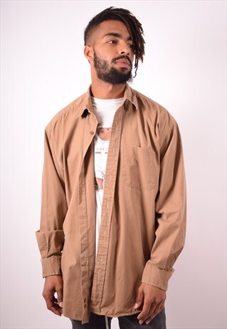 MENS VINTAGE SHIRT XL BROWN 90S