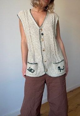 Vintage Knitted Wooden Buttons Vest