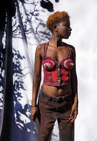 Bellami mixed fibre denim corset
