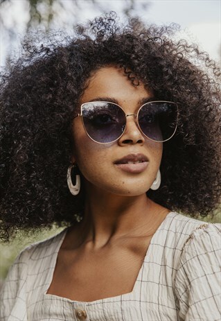 AZURE BUTTERFLY WIRE FRAME CAT EYE SUNGLASSES