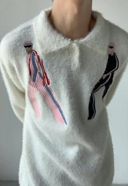 Women's Premium embroidered mohair sweater A VOL.2