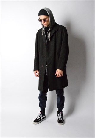 VINTAGE 80S GREY WINTER WOOL COAT