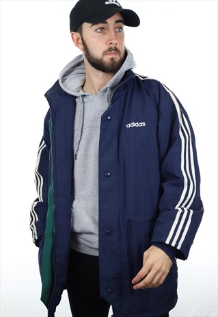 VINTAGE 80S ADIDAS PADDED COAT NAVY