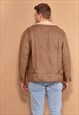 VINTAGE 80'S MEN SHEARLING COAT IN BROWN