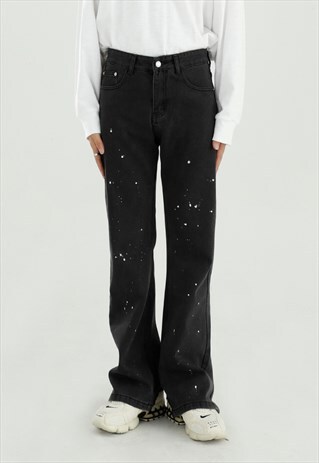 KALODIS RETRO SPLATTERED INK FRAYED TREND JEANS
