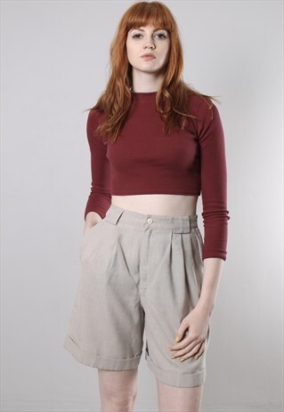 VINTAGE 80S BEIGE HIGH WAISTED TAILORED SHORTS
