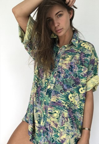 PATTERNED OVERSIZED RETRO VINTAGE UNISEX FESTIVAL SHIRT