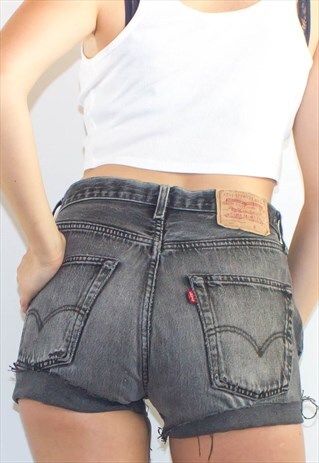 VINTAGE 90'S DISTRESSED GREY LEVI SHORTS