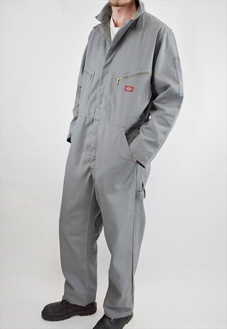 VINTAGE 90S DICKIES GREY LONG SLEEVE BOILERSUIT/OVERALLS