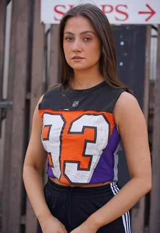 REWORKED VINTAGE PATCHWORK COLOURBLOCK SPORTS VEST WOMENS