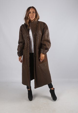 VINTAGE SHEEPSKIN SUEDE LEATHER SHEARLING COAT LONG (9BI)