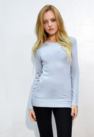 PLAIN COLOR BASIC KNITJUMPER TOP IN LIGHT BLUE