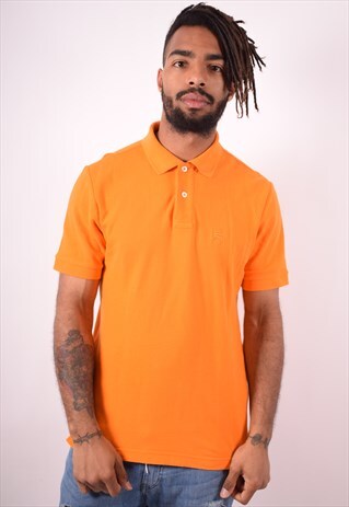 FILA MENS VINTAGE POLO SHIRT MEDIUM ORANGE 90S