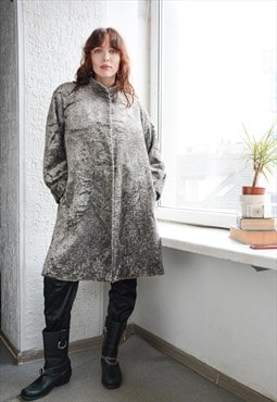 Vintage 60's HELENE COUTURE Unique Grey Crush Velvet Coat