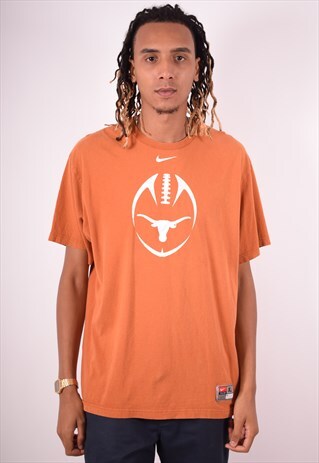 NIKE MENS VINTAGE TEXAS FOOTBALL T-SHIRT TOP XL ORANGE 90S