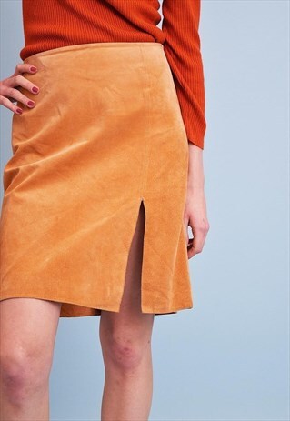 90'S RETRO SCANDI GENUINE SUEDE HIGHWAISTED SKIRT
