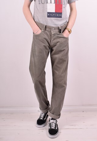 STONE ISLAND MENS VINTAGE CORDUROY TROUSERS W34 L31 GREY 90S