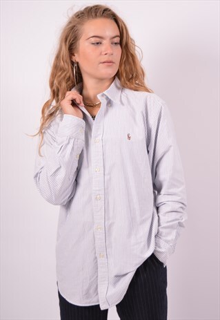 VINTAGE RALPH LAUREN SHIRT STRIPES BLUE
