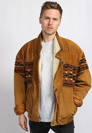 VINTAGE AZTEC FLEECE LINED FESTIVAL JACKET