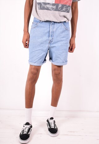 LEE MENS VINTAGE DENIM SHORTS W32 BLUE 90S