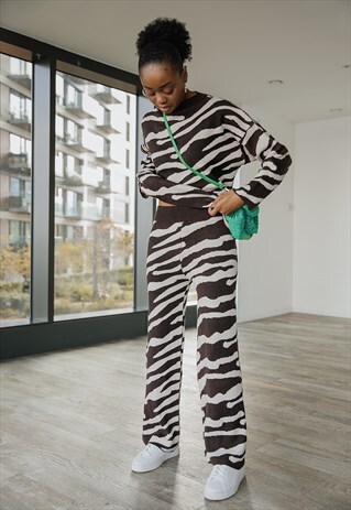 Zebra Print Knit Relaxed Knit Co Ord
