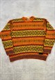 VINTAGE KNITTED JUMPER ABSTRACT PATTERNED CHUNKY KNIT 