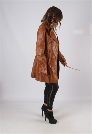 LEATHER FITTED JACKET VINTAGE SHORT MID UK 12 (BV4C)