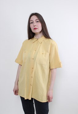 Vintage Minimalist linen shirt, relaxed summer button up