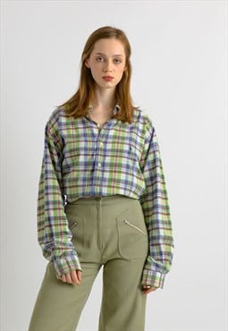 Ralph Lauren Checked Blake Cotton Logo Long Shirt 7258