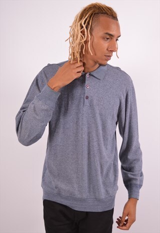 VINTAGE MOSCHINO SWEATSHIRT JUMPER SLIM FIT BLUE