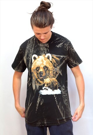 1990'S VINTAGE RE-WORKED GRAPHIC 'BEAR' PRINT T-SHIRT