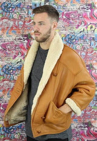 VINTAGE AVIATOR/FLYING JACKET. SHEARLING SHEEP SKIN. UNISEX.