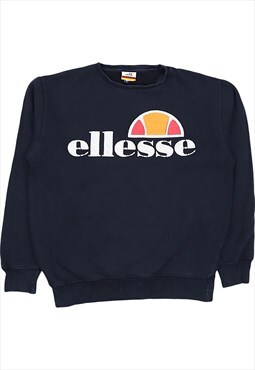 ellesse 90's Spellout Logo Crewneck Sweatshirt Small Black