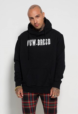 BLACK WHITE GOTHIC CORE LOGO HOODIE