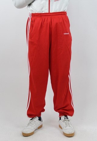 VINTAGE ADIDAS RED 90S TRACKSUIT BOTTOMS