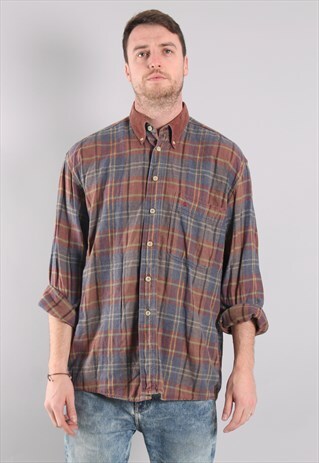 VINTAGE CHECK FLANNEL SHIRT LARGE