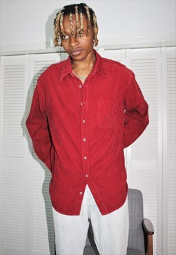 Vintage 90s Red Old Navy Corduroy Casual Check Shirt 