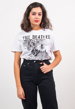 VINTAGE WHITE BEATLES BAND T-SHIRT