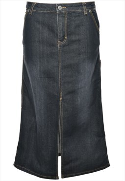 Vintage A-Line Black Denim Skirt - L